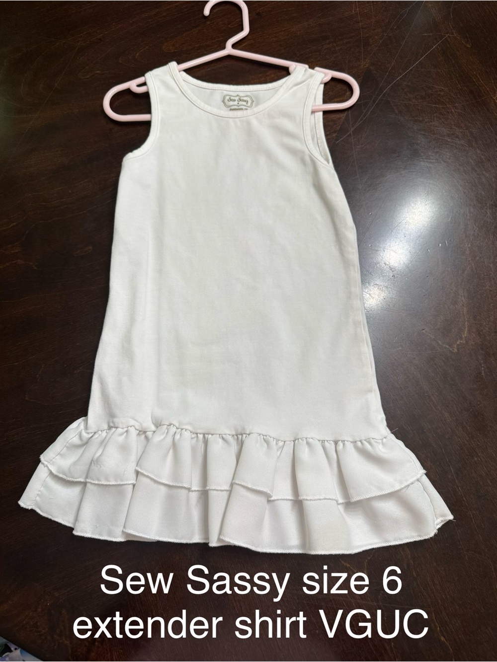 Sew Sassy Girls' White Ruffle-Hem Tank Top